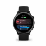Ceas Garmin vívoactive 6 display AMOLED, dimensiune afisaj 30.4 mm, rezolutie afisaj  390 x 390 pixeli, memorie 8GB, autonomie până la 11 zile (5 zile cu afişajul permanent pornit) rezistanta la apa pana la 5 ATM, greutate: 23g, ramă Black cu curea Bone, carcasă Slate şi curea din silicon - Image 3