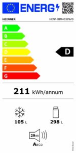 Combina frigorifica HEINNER HCNF-BIM403INVD, No Frost, 403 l, Clasa D, Nu, incorporabila, Compresor inverter Alb - Image 3