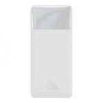 Baterie externa Baseus Bipow, capacitate 10.000 mAh, 2 porturi iesire USB 2.0, 1 port USB-C, voltaj iesire 5 V, amperaj 3 A, functii display digital pentru nivel baterie, alb