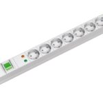 Bachmann, PDU 7 prize Schuko, 1U, impamantare, protectie supratensiune, intrerupator, 2 metri, RAL 7035, Aluminiu