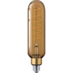 Bec LED vintage (decorativ) Philips Classic Gold Giant T65, EyeComfort, E27, 7W (40W), 470 lm, lumina calda (1800K), dimabil, cu filament, 27.3x6.6cm