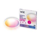Plafoniera LED RGB WiZ SuperSlim, Wi-Fi, control vocal, 22W, 2600 lm ,lumina alba si color (2200-6500K), IP20, 43cm, Alb
