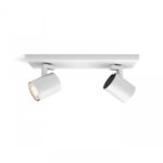 Spot LED Dublu Philips Hue Runner, Bluetooth, 2xGU10, 2x5.5W, 700 lm ,lumina alba (2200-6500K), IP20, 30cm, Metal, Alb, Intrerupator cuvariator inclus