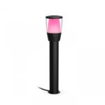 Stalp LED RGB pentru iluminat exterior WiZ Connected Elpas Bollard, 4.8W, 400 lm, lumina alba si color (2700-5000K), IP65, 52x11cm, Negru