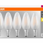 5 Becuri LED Osram Base Classic B, E14, 4W (40W), 470 lm, luminacalda(2700K), semi-transparent