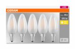 5 Becuri LED Osram Base Classic B, E14, 4W (40W), 470 lm, luminacalda(2700K), semi-transparent