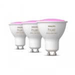 3 Becuri LED RGB inteligente Philips Hue Spot, Bluetooth, GU10 ,4.3W(35W), 350 lm, lumina alba si color (2000-6500K)