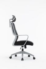 Scaun Serioux office Shark, greutate maxima suportata 150 kg, piston cu gaz clasa 4, manere fixe, tetiera reglabila, baza stea cu 5 picioare, gri - Image 2
