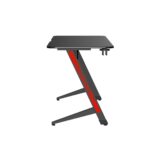 BIROU GAMING SERIOUX RAZOR  Material: MDF și melamină, plastic, oțel Dimensiuni 1200x600x750mm Dimensiuni blat (LxlxA) 1200x600x15mm Greutate suportata 75kg Iluminare ambientală LED cu gradient multicolor Culoare: Negru și negru mat, negru și roșu mat - Image 4