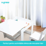 Set masuta si 2 scaune pentru copii , alb MDF, U-Grow - Image 8