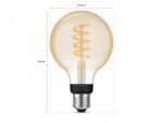 Bec LED inteligent vintage (decorativ) Philips Hue Filament Glob G93 ,Bluetooth, E27, 7W (40W), 550 lm, lumina alba (2200-4500K) - Image 3