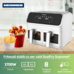 FRITEUZA DUBLA CU AER CALD HEINNER DUALFRY SUPREME HAF-H8DB17WH - Image 4