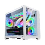 Carcasa 1stPLAYER MV6-wh, 6 ventilatoare aRGB infinity efect plus PWM, telecomanda, Micro-ATX, alb