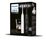 Set de doua periute sonice Philips Sonicare HX9914/69 Diamond Clean 9000 HX9914/69, 4 moduri de periere, 3 intensitati, 1 suport, 1 pahar, alb/negru/auriu - Image 3