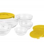 SET 5 BOLURI DE STICLA CU CAPAC, GALBEN, VANORA HOME