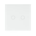 Intrerupator dublu cu touch PNI SH202 din sticla, alb cu LED indicator, Butoane iluminate - Butoane tactile - Front din sticla, Sarcina maxima suportata: 200 W, Dimensiuni: 85 X 35 X 85 mm, Greutate: 120g, - Image 3