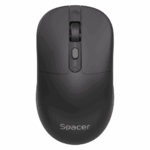 Mouse Spacer wireless, rezolutie 1600DPI, butoane/scroll 4/1,buton ON/OFF, click silentios S/D, baterie 1 x AA, inclusa, dimensiuni 108 x 62 x 36mm, negru