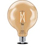 Bec LED inteligent vintage (decorativ) Philips Filament Globe ClearG125 ,Wi-Fi, Bluetooth, E27, 7W (60W), 806 lm, lumina alba (2700-6500K)