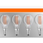 5 Becuri LED Osram Base Classic P, E14, 4W (40W), 470 lm, luminacalda(2700K), cu filament