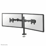 Neomounts by Newstar full motion dual desk mount (grommet) for two 10- 27" monitor screens, height adjustable - Black  General Min. screen size*: 10 inch Max. screen size*: 27 inch Min. weight: 0 kg (per screen) Max. weight: 8 kg (per screen) Screens: 2 VESA pattern: 75x75, 100x100 mm