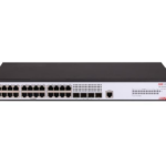 Switch Hikvision DS-3E2528-HI-24T4F: 24 × Gigabit RJ45 port,4 × Gigabit fiber optical port, capacitate: 56 Gbps, alimentare: AC：100 V～240 V AC，50/60 Hz, dimensiuni: 440.00 mm × 160.00 mm × 43.60 m, greutate: 2.1kg, instalare: rack.