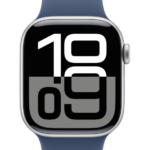 Apple Watch Series 10 GPS + Cellular 42mm Silver Aluminium Case with Denim Sport Band - S/M