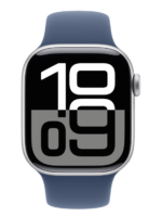 Apple Watch Series 10 GPS + Cellular 42mm Silver Aluminium Case with Denim Sport Band - S/M
