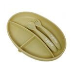 Set farfurie cu lingurita si furculita silicon, olive,U-Grow - Image 2
