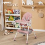 Scaun de masa 2 in 1, pliabil, roz, U-Grow - Image 5