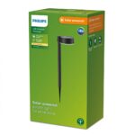Lampa LED solara pentru exterior cu spike Philips VYNCE , 1.5W, 3.3V ,200lm, lumina calda (2700K), IP44, 540x142x112mm, Negru