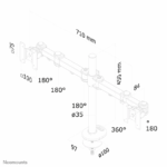 Neomounts by Newstar full motion dual desk mount (grommet) for two 10- 27" monitor screens, height adjustable - Black  General Min. screen size*: 10 inch Max. screen size*: 27 inch Min. weight: 0 kg (per screen) Max. weight: 8 kg (per screen) Screens: 2 VESA pattern: 75x75, 100x100 mm - Image 2