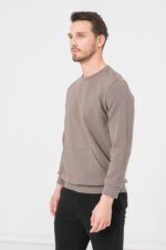 BLUZA COTON CASUAL BARBATI TAUPE-XXL - Image 3