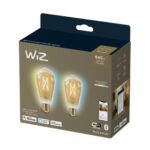 2 Becuri LED inteligente vintage (decorative) WiZ Connected FilamentGoldST64, Wi-Fi, E27, 6.7W (50W), 640 lm, lumina alba (2000-5000 K),compatibil Google Assistant/Alexa/Siri
