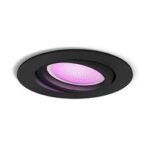 Spot LED RGB incastrat Philips Hue Centura, Bluetooth, GU10, 5.7W, 350 lm, lumina alba si color (2000-6500K), IP20, 9cm, Negru