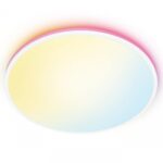 Plafoniera LED RGB WiZ Rune, Wi-Fi, Bluetooth, control vocal, 21W, 2100 lm, lumina alba si color (2700-6500K), IP20, 40cm, Metal/Plastic, Alb