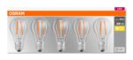 5 Becuri LED Osram Base Classic A, E27, 7W (60W), 806 lm, luminacalda(2700K), cu filament
