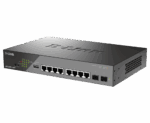 D-Link Switch DSS-200G-10MP, 8 porturi Gigabit POE, 2X SFP 1000Mbps, Capacitate switch: 20Gbps, FW Rate: 14.88Mbps, POE Budget:130W, 30W/port, Dimensiuni: 280 x 180 x 44 mm, Greutate: 1.55kg, Consum: 160.2 W (PoE on) ; 9.63 W (PoE off).