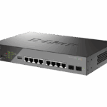 D-Link Switch DSS-200G-10MP, 8 porturi Gigabit POE, 2X SFP 1000Mbps, Capacitate switch: 20Gbps, FW Rate: 14.88Mbps, POE Budget:130W, 30W/port, Dimensiuni: 280 x 180 x 44 mm, Greutate: 1.55kg, Consum: 160.2 W (PoE on) ; 9.63 W (PoE off).
