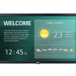 Monitor signage LG, 22", 250nit, 18/7, FHD, panel IPS, E-LED, 12ms, contrast static 1000:1, webOS, SuperSign Premium/C. rama 16.3mm even, dimensiuni 510.3x302.1x53.8mm, VESA 100x100, greutate 3.6kg, consum max 35W. Garantie 3 ani