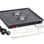 Panou ventilatie Triton pentru rack de podea 19", 2 ventilatoare 230V/60W cu termostat, flux axial, negru