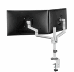 Brat dublu monitor Neomounts DS60-425WH2; pentru display-uri cu diagonale 17"-27", sistem de prindere VESA 75x75~100x100, greutate maxima suportata 8 - per ecrankg, tilt +90°, -30°, swivel +90°, -90°, rotate +360°, distanta fata de perete 128-460mm; inaltime reglabila manual 295-607mm; culoare alb - Image 2