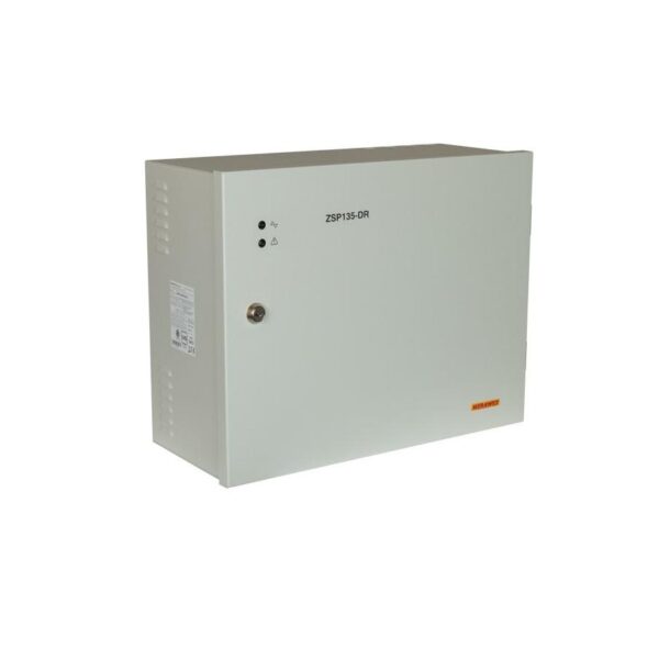 Sursa de alimentare pentru sisteme de detectie incendiu 24V/7A in cutie  metalica, loc pentru 2 acumulatori 12V/18A. Sursele sunt certificate EN 54-4, Vds; EN 12101-10;