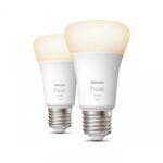 2 Becuri LED inteligente Philips Hue A60, Bluetooth, E27, 9.5W (75W) ,1055 lm, lumina calda (2700K)