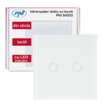 Intrerupator dublu cu touch PNI SH202 din sticla, alb cu LED indicator, Butoane iluminate - Butoane tactile - Front din sticla, Sarcina maxima suportata: 200 W, Dimensiuni: 85 X 35 X 85 mm, Greutate: 120g, - Image 8