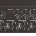 Mixer amplificator cu 6 zone de reglaj ITC TI-5006S, pentru sisteme de Public Address (PA), putere 500W @100V, MP3(USB/SD)+FM Tuner si Bluetooth, 4 x intrari de microfon, 2 x intrari de linie, 1 x intrare EMC, 1 x intrare TEL, Chime integrat, 5 functii prioritare, intrare backup 24VDC, dimensiuni