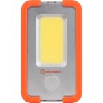 Lanterna LED camping Ledvance, 4W COB, 400 lm, 3 moduri de iluminare (100%-400 lm, 30%-120 lm si flash), acumulator Li-Ion 3000mAh, USB power-bank, IP20, brat magnetic, carlig, cablu incarcare USB inclus, Portocaliu/Gri