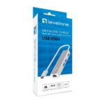 LevelOne USB-0504 Gigabit USB-C Network Adapter with USB Hub, 110 x 23.5 x 16.5 mm