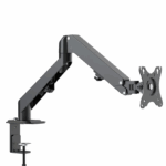 Brat de birou pentru monitor Neomounts, poate sustine un monitor cu diagonala display 17-27", suporta pana la 7kg, full motion, +90°, -45° inclinatie, +90°, -90° swivel, +180°, -180° rotatie,  VESA min 75x75, VESA max 100x100,reglabil pe inaltime: 15.2-40.2 cm, negru. Garantie 5 ani