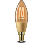 Bec LED inteligent vintage (decorativ) Philips Filament Candle AmberC35, Wi-Fi, Bluetooth, E14, 4.9W (25W), 370 lm, lumina alba (2000-5000K)