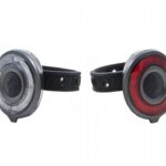 Set lumini far+stop, 2 LED-uri rosii, 2 LED-uri uri albe, Baterii: 2 x 2 CR2032 3V, Greutate: 2x35gr, Autonomie:70/95 h
